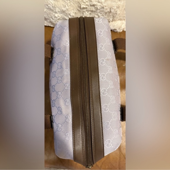 Gucci GG Canvas Boston Bag in Lavender with Brown Handles and Leather Trim - Picture 9 of 12